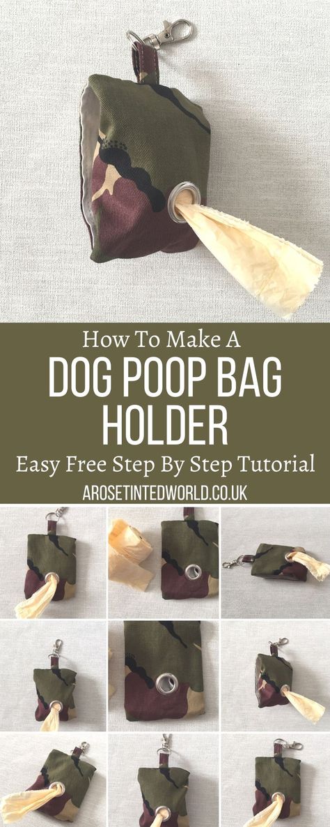 How to Make A Dog Poop Bag Holder - ever forget your dog poo bags? Or lose them in your bag or pockets? Then use this easy step by step sewing tutorial to make a convenient, useful and handy dispenser. Perfect dog walking and dog lovers gift or present accessory. Dog Poo Bag Holder, Dispenser Diy, Dog Poo, Dog Poo Bags, Dog Poop Bag Holder, Dog Crafts, Diy Holder, Poop Bag Holder, Dogs Pooping