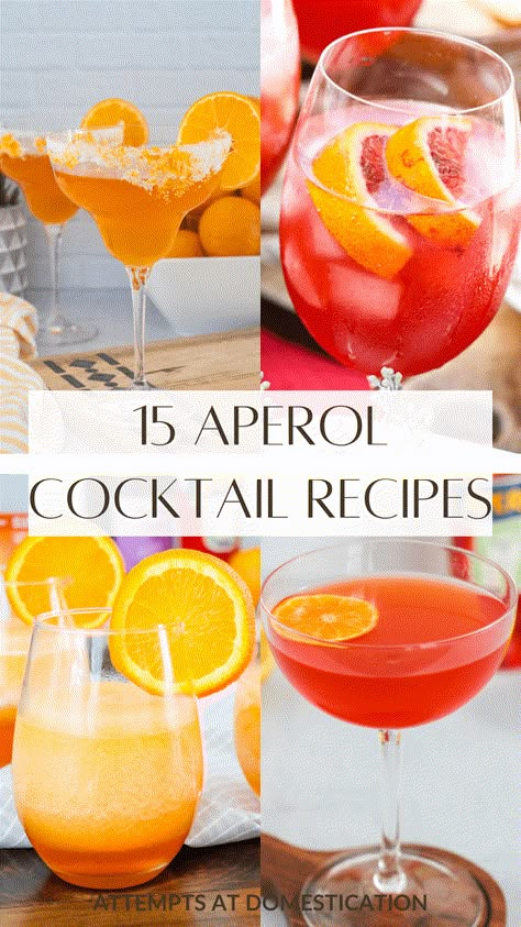 15 Best Aperol Cocktail Recipes - Attempts At Domestication Aperol Cocktail Recipes Vodka, How To Make An Aperol Spritz, Aperol Vodka Cocktail, Cocktail With Aperol, Aperol Recipe Cocktails, Gin Aperol Cocktail, Aperol Drinks Cocktail Recipes, Orangecello Cocktails, Cocktails With Aperol