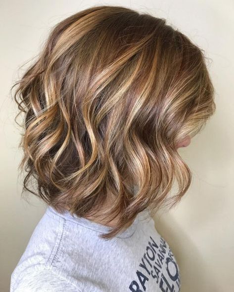 Milk Chocolate Lob with Honey Highlights Brown Hair With Highlights And Lowlights, Golden Blonde Highlights, Medium Layered Haircuts, Modern Haircuts, Brown Hair With Blonde Highlights, Hair Color Light Brown, Lob Haircut, Brown Blonde Hair, Brown Hair With Highlights