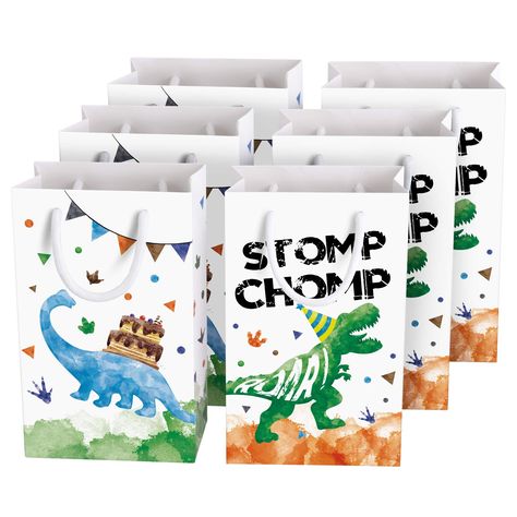 PRICES MAY VARY. - UNIQUE DESIGN - Have a great party and impress your guests with our exclusively designed dinosaur gift bags! - SUITABLE SIZE - Measures 7.9’’ x 4.9’’ x 3’’, perfect size for party favor gift bags to hold candies, snacks, or other little objects. - MULTIPLE USES - Suitable for birthdays, baby showers or any other celebration, this gift bag is the perfect choice for your party. - MATERIAL - Made of non-toxic, eco-friendly and reusable cardboard, strong and durable, 100% safe for Dinosaur Party Bags, Dino Theme, Watercolor Dinosaur, Dinosaur Party Supplies, Dinosaur Party Favors, Cars Theme Birthday Party, Dinosaur Theme Party, Dinosaur Gifts, Dino Party