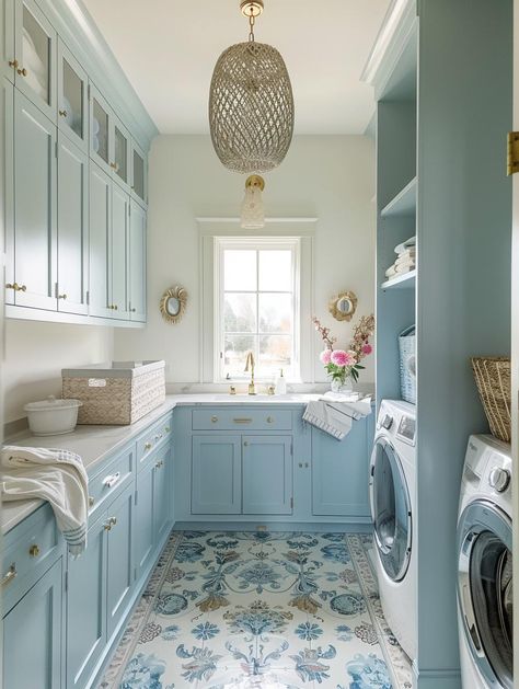 10+ Chic Boho Laundry Room Designs to Elevate Your Space - Home Made Graceful Boho Laundry Room Ideas, Beach House Laundry Room, Boho Laundry Room, Boho Laundry, Laundry Room Makeovers, Cottage Laundry Room, Laundry Room Designs, Laundry Room Colors, Blue Laundry Rooms