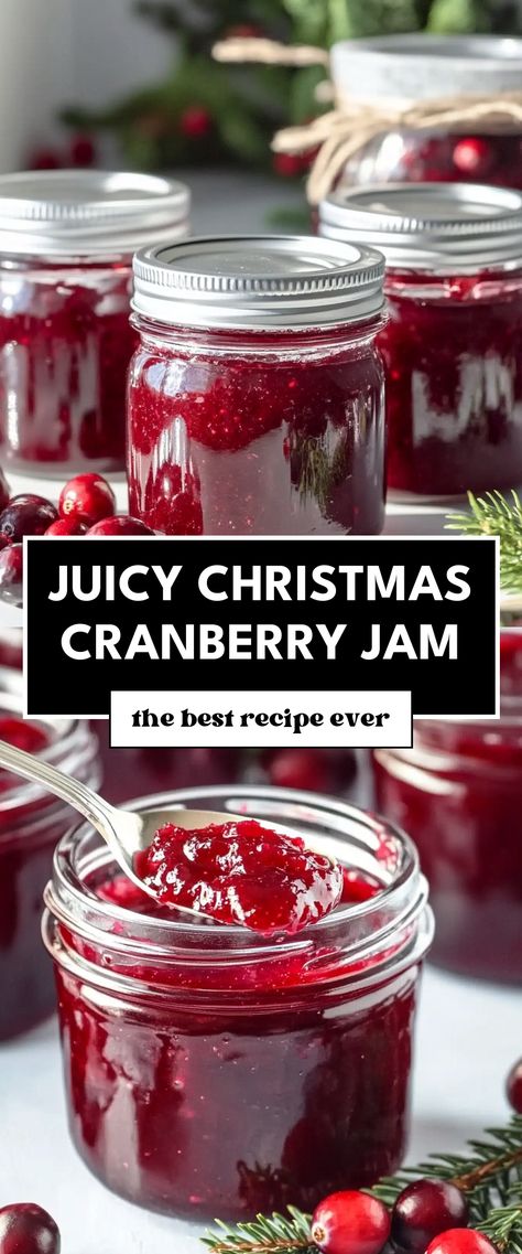 Image for Juicy Christmas Cranberry Jam Cranberry Jelly Recipes Thanksgiving, Cranberry Jalapeño Jam, Spiced Christmas Jam Recipes, Whole Cranberry Recipes, Christmas Food Basket, Christmas Jam Recipes, Cranberry Jam Recipe, Jam Gift Basket, Cranberry Ideas