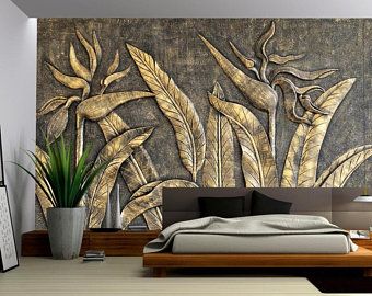 Tapete Gold, Tv Fal, Interior Hotel, Custom Photo Wallpaper, Golden Bird, Look Wallpaper, Living Room Themes, 3d Wall Murals, Embossed Wallpaper