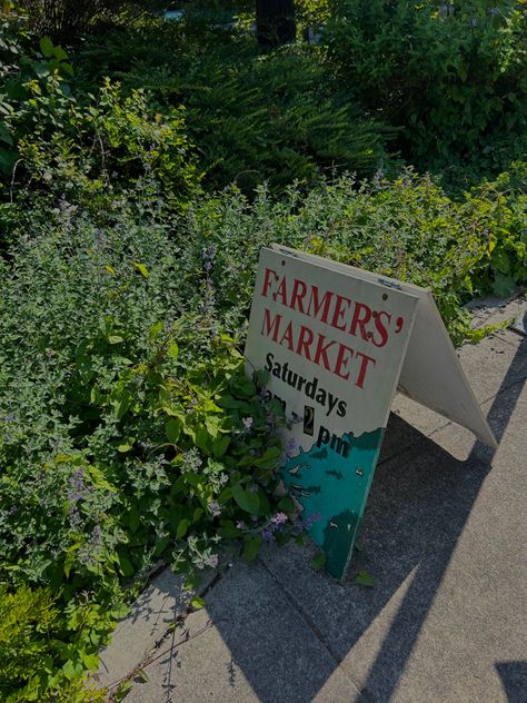 farmers market, farmers market sign, aesthetic photo, aesthetic sign, bainbridge island, washington, ferry, washington aesthetic, summer, summer aesthetic March Vision Board Pictures, Seattle Farmers Market, Farmers Markets Aesthetic, Summer Freedom Aesthetic, Small Town Farmers Market, Summer Market Aesthetic, March Mood Board Aesthetic, Farm Summer Aesthetic, Farmer Market Aesthetic