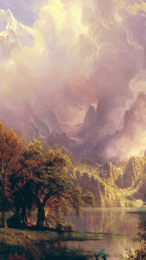 Albert Bierstadt Classic Painting Art #iPhone #5s #wallpaper Medieval Phone Wallpaper, Old Oil Paintings Aesthetic, Albert Bierstadt Paintings, Lukisan Lanskap, Albert Bierstadt, Seni Vintage, Iphone 6 Wallpaper, Aesthetic Board, Classic Paintings