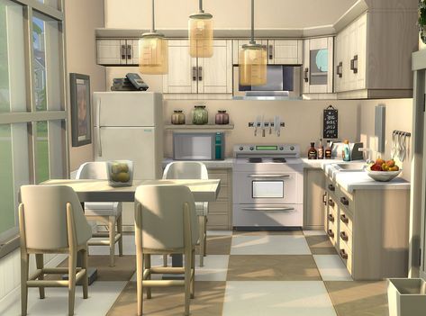 The Sims 4 Dining Room Ideas, Sims 4 Houses Layout, Light Wood Kitchens, Sims Freeplay Houses, Sims 4 Kitchen, Sims Houses, Sims 4 Bedroom, Sims 4 House Plans, Sims 4 House Building