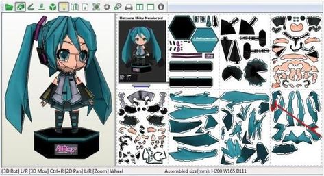 PAPERMAU: Hatsune Miku Paper Doll In Nendoroid Style - by Life Papercraft Miku Chibi, Papercraft Anime, Miku Chan, Anime Paper, Paper Toys Template, Paper Doll Template, Papercraft Templates, Seni Origami, Anime Crafts