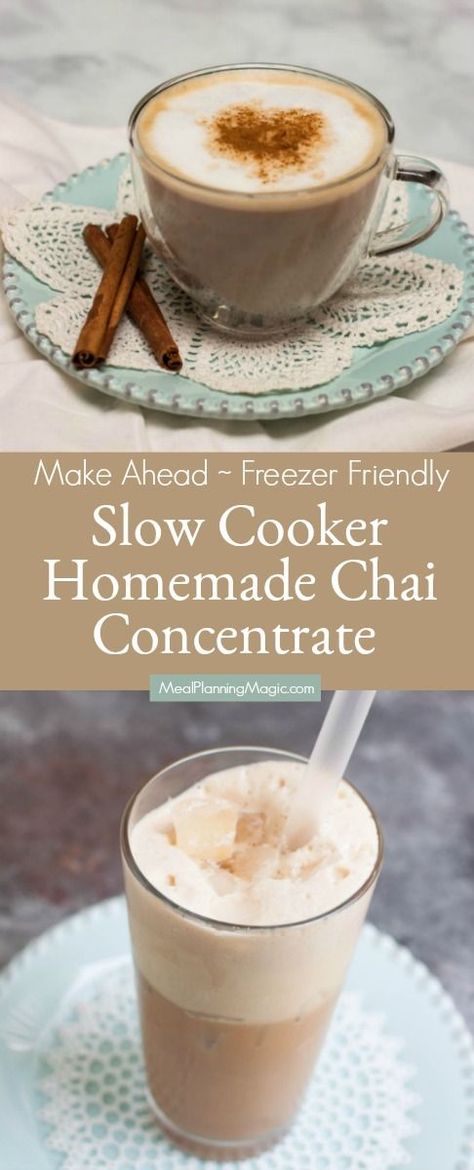 Crockpot Chai Tea, Chai Tea Concentrate Recipe Homemade, Homemade Chai Tea Concentrate, Chai Concentrate Recipe Tea Bags, Homemade Chai Concentrate, Chi Tea Recipe, Chai Tea Concentrate Recipe, Chai Concentrate Recipe, Tea Concentrate Recipe