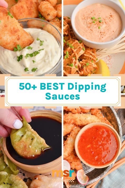 Whether you're dipping fries, eggrolls seafood or these creamy, spicy and savory sauces are perfect for all of your dipping needs! Savory Dipping Sauce, Sauces For Dipping, Spicy Ketchup Dipping Sauce, Cheeseburger Eggroll Dipping Sauce, Savoury Sauce Recipes, Bam Bam Sauce, Dipping Sauce For Quesadillas, Perogies Dipping Sauce, Sauce For Dumplings Dipping