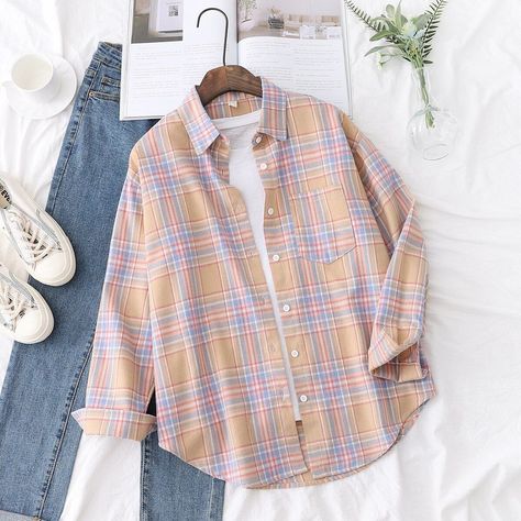 d25414405eb37dae1c14b18d6a2cac34desc51612196ri Fall Vacation, Shirt Elegant, Plaid Shirt Women, Flannel Fashion, Look Casual Chic, Plaid Shirts, Boyfriend Style, Loose Shirts, Plaid Fashion