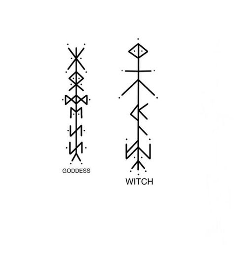 Staff Outline Tattoo, Norse Rune Hand Tattoo, Nordic Tattoo Women Symbols, Runes For Health, Healing Runes Symbols, Tattoo For Witches, Viking Witch Tattoo, Celtic Runes And Meanings, Witch Tattoo Spine