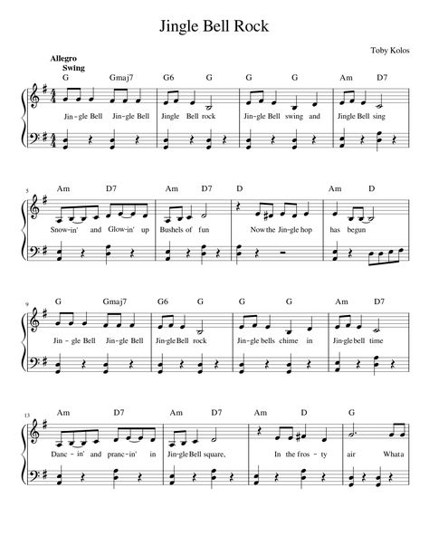 Jingle Bell Rock with chords Jingle Bell Rock Piano, Alto Saxophone Sheet Music, Piano Pieces, Piano Sheet Music Pdf, Trumpet Sheet Music, Clarinet Music, Christmas Piano, Clarinet Sheet Music, Saxophone Sheet Music