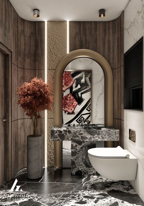 𝐋𝐔𝐗𝐔𝐑𝐘 𝐌𝐎𝐃𝐄�𝐑𝐍 𝐆𝐔𝐄𝐒𝐓 𝐁𝐀𝐓𝐇𝐑𝐎𝐎𝐌 :: Behance Luxury Toilet Design, Modern Washroom, Modern Guest Bathroom, Bathroom Behance, Wallpaper Toilet, Bathroom Luxury Design, Luxury Reception, Toilet Design Modern, Toilet Mirror