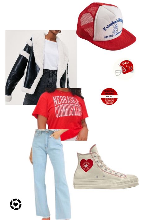 Husker Game Day Outfit, Signing Day Outfits College, Signing Day Outfits, College Tshirt Outfit, Casual Football Game Outfit, Game Day Outfit College, Football Game Day Outfit, Basketball Game Outfit, Red College