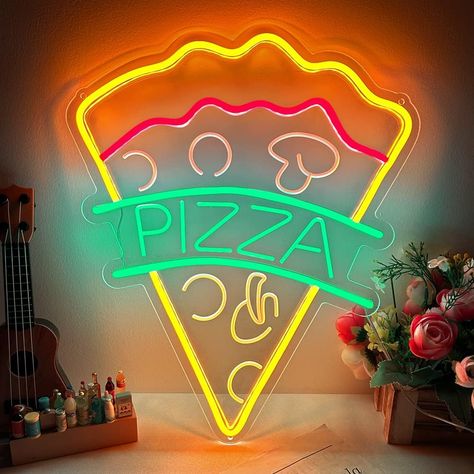 Pizza Neon Sign for Wall Art Sign, Pizza Shaped LED Neon Light Signs for Shops, Restaurant, Kitchen, Men Cave & Birthday Party Decor, Pizza Lovers Gifts for Kids Boys Men, 16.6"x13.2" Cave Birthday Party, Pizza Shapes, Men Cave, Neon Sign Shop, Wedding Neon Sign, Party Bars, Novelty Lighting, Pizza Lovers, Neon Wedding