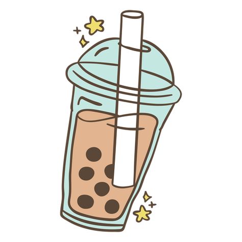 Boba Icon Png, Boba Icons Aesthetic, Bobba Tea Drawings, Boba Tea Aesthetic Sticker, Cute Boba Doodles, Boba Illustration Cute, Boba Shop Drawing, Boba Tea Art Drawing, Boba Cup Drawing