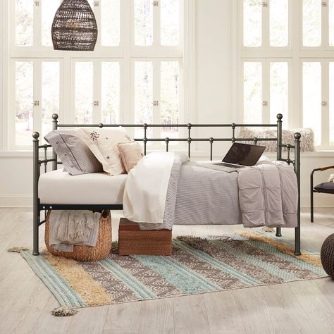 Beds Simple, Brass Beds, Twin Daybed With Trundle, Small Living Spaces, Daybed Bedding, Twin Daybed, Metal Daybed, Brass Bed, Hillsdale Furniture