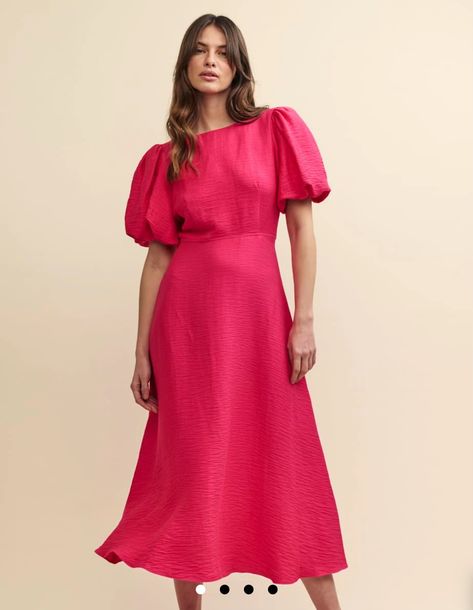 John Lewis Dress, Midi Dress Pink, Pink Cocktail Dress, Midaxi Dress, Iconic Dresses, Grad Dresses, Date Night Dresses, Pink Linen, Dress Shapes