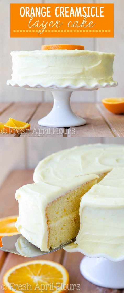 Orange Creamsicle Layer Cake: A moist and flavorful layer cake full of bright and zesty orange marmalade. Sunny orange cream cheese frosting makes this creamsicle cake irresistible! Orange Cream Cheese Frosting, Cake Magic, Creamsicle Cake, Orange Cream Cheese, Lemon Cakes, Orange Marmalade, Orange Creamsicle, Monkey Bread, Köstliche Desserts