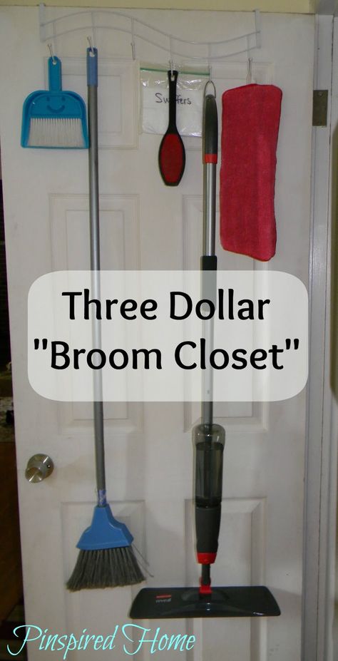 Broom Closet Organizer, Mop Storage, Broom Storage, Cleaning Closet Organization, Broom Closet, Craft Storage Solutions, Storage Solutions Closet, Organizing Hacks, Over The Door Hooks