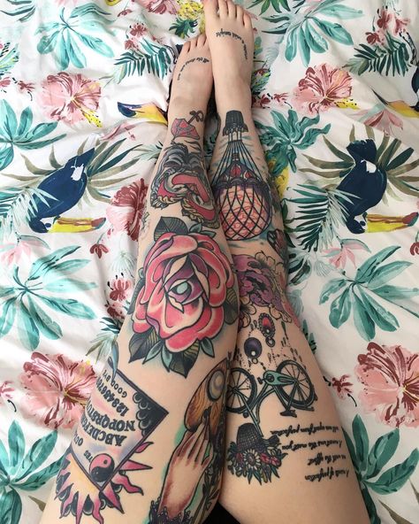 Large Linework Tattoo, Leg Tattoos Color, Colorful Leg Tattoos, Neo Traditional Leg Sleeve, Traditional Tattoo Leg, Traditional Tattoo Leg Sleeve, Tattoo Bein Frau, Tattoo Leg Sleeve, Tattoo 2024