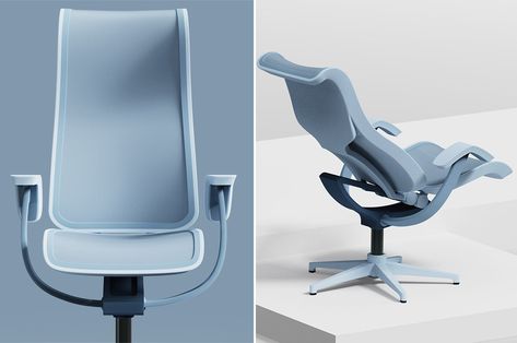 This smart chair morphs position physical shape as your posture changes through the day - Yanko Design Smart Chair Design, Designer Office Chair, Cozy Office Chair, Ergonomic Furniture Design, Smart Chair, Standing Desk Ergonomics, Ergonomic Desk Chair, Steel Desk, Cozy Office