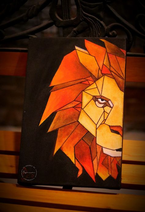 Acrylic painting on canvas Lion painting Lion Easy Painting, Leo Canvas Painting, Acrylic Painting Ideas On Canvas Animals, Lion Painting Easy, Leo Painting, Lion Painting Acrylic, Doodle Shoes, Acrylic Painting For Kids, Leo Art