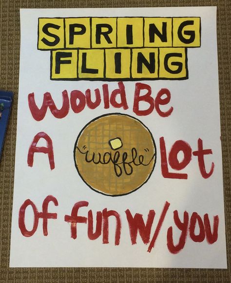 Spring Fling Asking Ideas, Spring Fling Proposal Ideas, Dance Response Ideas Yes, Spring Fling Poster Ideas, Spring Fling Proposals, Ways To Ask Someone To A Dance, Dance Ask Ideas, Dance Ask Posters, Food Promposal