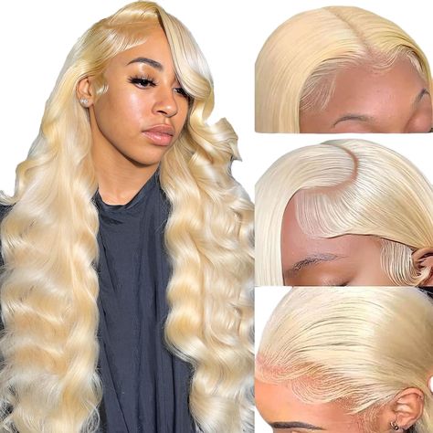 PRICES MAY VARY. 13x4 613 Lace Front Wig Material: 613 lace front wig is made of young healthy girls hair. 613 wig is 100% unprocessed Brazilian virgin hair, it is softer and has a longer service life, no shedding and no tangling, no mixing, no dry end, ensuring durability and quality. High Definition Transparent Lace: 613 Lace human hair wigs are made with high definition lace for a more seamless and natural look when worn. The 13x4 lace frontal wig can show off the beauty of naturally grown ha 613 Lace Front Wig, 613 Wig, Brazilian Body Wave Hair, Hd Lace Frontal, Blonde Lace Front Wigs, 100 Human Hair Wigs, Lace Front Wigs Human Hair, Wig Human Hair, 100 Remy Human Hair