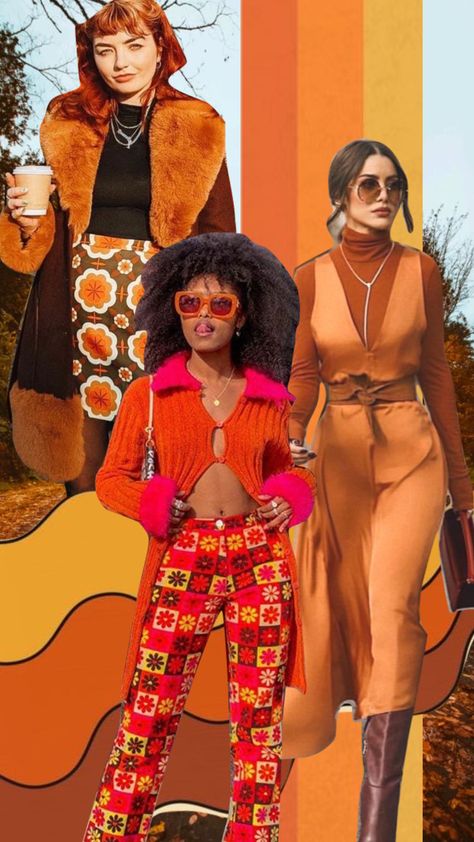 Fall outfit inspo #groovy Retro Birthday Outfit, Retro 70's Outfits For Women, Seventy Outfit 70s Fashion, Groovy Disco Outfit, Groovy Outfits Aesthetic, Plus Size Disco Outfit, 70s Groovy Outfits, Plus Size 70s Fashion Outfit, Groovy Outfits Party