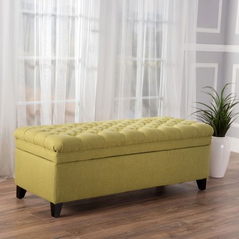 Jamie Green Fabric Storage Ottoman Green Ottoman Living Room, Ottoman Green, Modern Storage Bench, Storage Bench Bedroom, Fabric Storage Ottoman, Tufted Storage Ottoman, End Of Bed Bench, Upholstered Storage Bench, Fabric Ottoman