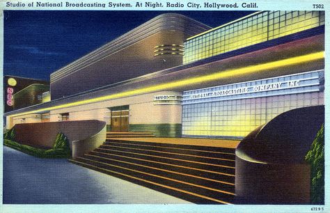 NBC Sunset and Vine1940 Streamline Moderne Architecture, Art Deco Houses, California Postcard, Streamline Moderne, Interior Design Advice, Modern Deco, Boston Public Library, Radio City, Art Deco Architecture