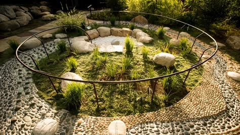 Meditation Landscape Design, Therapeutic Landscape Design, Sensory Garden Architecture, Healing Space Architecture, Healing Garden Design, Outdoor Yoga Space, Therapy Garden, Reflexology Path, Nature Healing