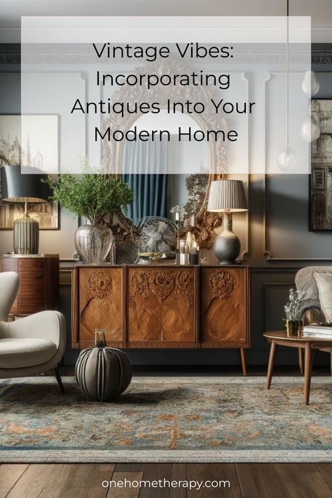 Uncover the secret to infusing your contemporary space with a touch of timeless elegance by seamlessly blending antique treasures into your decor. Elevate the charm and character of your modern home with expert tips on artfully incorporating vintage pieces. Experience the perfect balance between old and new as you discover the art of merging classic sophistication with modern aesthetics. Dive into a world where history meets innovation, and transform your living space into a captivating showcase Mix Old And Modern Interior, Modern House With Vintage Touch, Old World Modern Decor, Old Furniture In Modern Home, Vintage And Modern Decor Mixing, Antique Furniture In Modern Home, Metatarsal Fracture, Vintage Style Living Room, Rehab Exercises