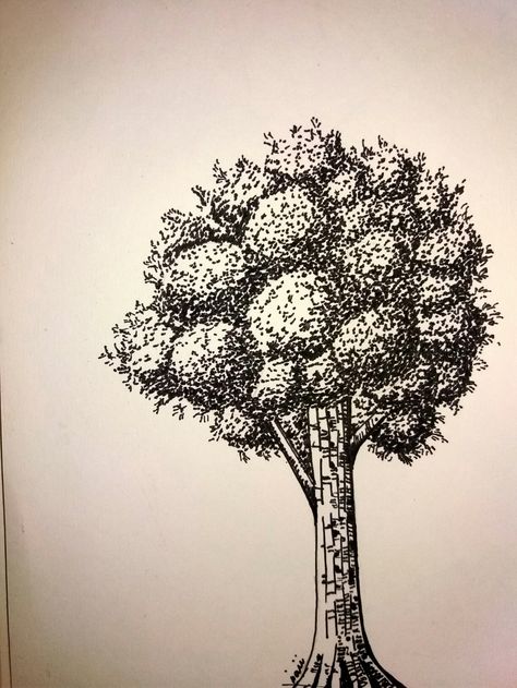 Tree Pen Drawing, Stippling Drawing, Stippling Art, Tree Sketches, Drawing Pen, Different Art Styles, Sun Art, Art Pens, Tree Drawing