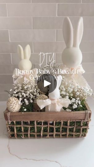 Timeless Easter Centerpiece: This is one you can use all spring! Just refresh the baby breath when needed. 😉 
.
.
.
.
.
 #homedecor #decorinspo #lowcountryinstyle #decorhacks #interiorstyling #lowcountryliving #homesweethome #lowcountrylife #aesthetics #funcrafts #cheapdiy #quickcrafts | LowCountry InStyle Bunny Centerpieces, Walmart Home, Target Dollar Spot, The Sky Is The Limit, Quick Crafts, Walmart Finds, Sky Is The Limit, Easter Crafts Diy, Easter Centerpieces