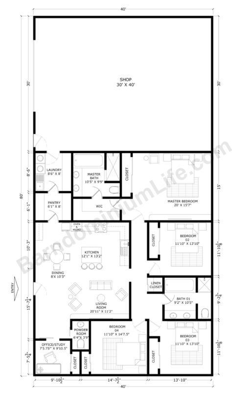 Olinda, Minions, 40x100 House Plans, 60x100 Metal Building Home, 60x30 House Plans, Homestead Planning, Shed Build, Metal Building House Plans, Metal House Plans