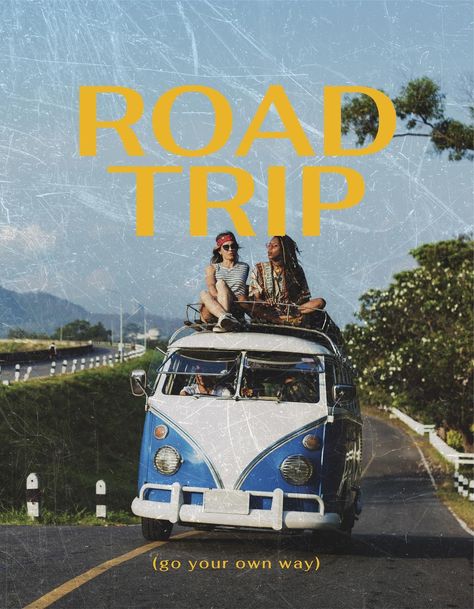 Road Trip Graphic Design, Road Trip Instagram Story Ideas, Trip Flyer Design, Trip Poster Design, Travel Design Ideas, Trip Instagram Story, Road Trip Instagram, Road Trip Poster, Adventure Graphic Design