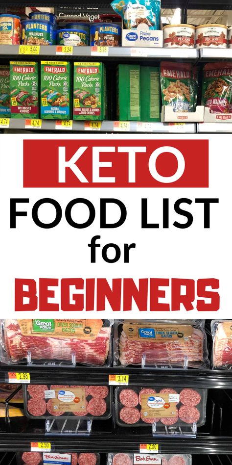 Keto food list for beginners. Take this list to the grocery store with you! Snack ideas too! #ketofoodlist #ketodiet #ketofoods Keto Food List For Beginners, Keto Grocery List For Beginners, Diet On A Budget, 1200 Calorie Diet Meal Plans, Keto Shopping List, Breakfast Low Carb, Keto Grocery List, 100 Calorie, Diet Breakfast Recipes