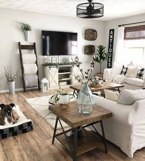 Ruang Tv, Modern Farmhouse Living Room Decor, Furnitur Ruang Keluarga, Farm House Livingroom, Farmhouse Living Room Decor Ideas, Rustic Farmhouse Living Room, Modern Farmhouse Living Room, Small Space Living Room, Farmhouse Living Room