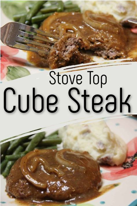 Salisbury Cube Steak Recipe, Top Of Stove Meals, Cubed Stake Recipes, Cubed Steak Cream Of Mushroom, Beef Cube Steak Recipes Ovens, Cubed Steak With Onion Gravy, Beef Cube Steak Recipes Skillet, Cube Steak Cast Iron Skillet, How To Cook Cubed Steak On Stove