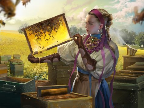 Beekeeper Art, Mtg Art, Writing Art, Realistic Art, High Fantasy, Female Character Design, Fantasy Inspiration, Environment Concept Art, Medieval Fantasy