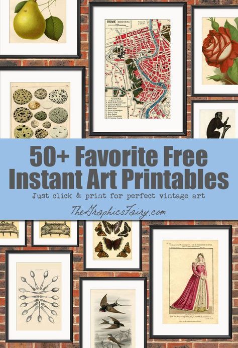 50 Free Wall Art Printables! Free Wall Art Printables, Wall Art Printables, Free Wall Art, Postal Vintage, The Graphics Fairy, Free Printable Wall Art, Metal Tree Wall Art, Graphics Fairy, Art Printables