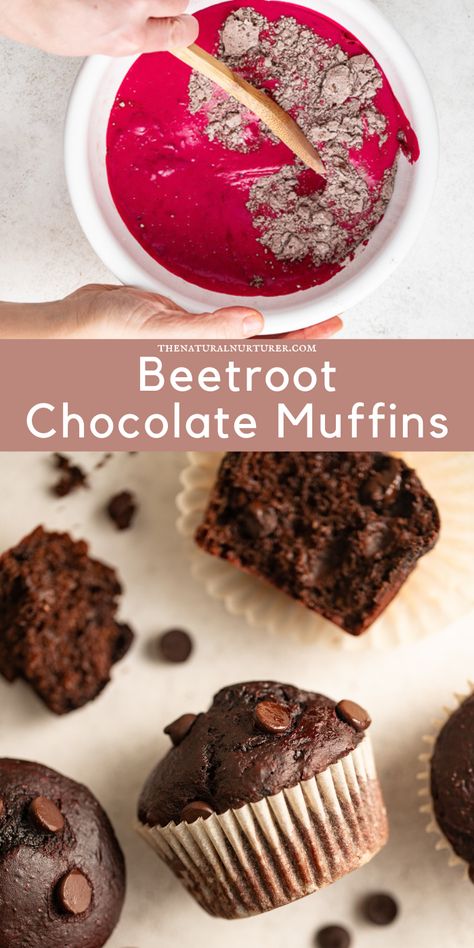 Beet Muffins Healthy, Beetroot Muffins Healthy, Beet Desserts Healthy, Beet Baking Recipes, Beetroot Chocolate Muffins, Pro Metabolic Muffins, Cooked Beetroot Recipes, Beet Muffins For Kids, Beetroot Breakfast Recipes