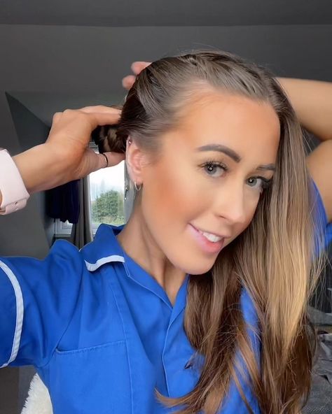 Hairstyles for nurses | hairstyle | These quick and easy hairstyles are tried and tested by a nurse 👩‍⚕️👏 | By Tyla | Facebook Balayage, Ponytail Hairstyles For Nurses, Updos For Nurses Easy, Doctor Hairstyles Medical Women, Cute Hairstyles For Nurses Up Dos, Easy Hair For Nurses, Phlebotomy Hair Styles, Easy Hairstyles For Nurses Simple, Updo For Nurses