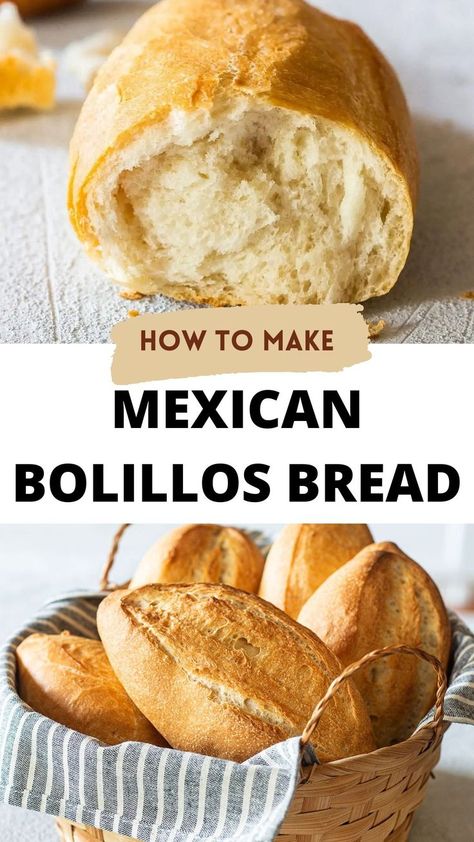 Mexican Bolillos, Bolillo Recipe, Recipes By Ingredients, Mexican Pastries, Mexican Sweet Breads, Mexican Bread, Recipe Mexican, Artisan Bread Recipes, Baked Bread