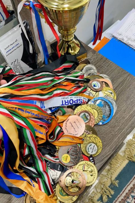 Track Medals Aesthetic, Track Medals, Soccer Medals, Basketball Medal, School Awards Ceremony, Basketball Trophies, Sports Trophy, Swimming Medals, Academic Awards