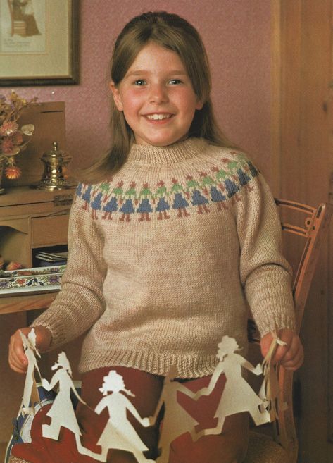 Excited to share this item from my #etsy shop: Vintage Knitted Sweater with Figured Yoke PDF Knitting Pattern #knit #figured #fairisle #fairislejumper #vintageknitting #retroknitting #childsfairisle #retroknit Vintage Fairisle Sweater, Picture Knitting, Yoke Pattern, Vintage Knitted Sweater, Striped Crochet Blanket, Light Worsted Weight Yarn, Paper Chain, Paper Chains, Vintage Jumper