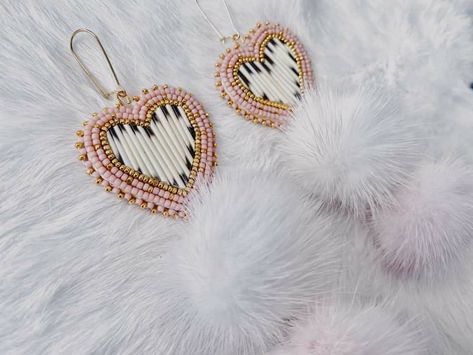 Quilled Hearts, Deer Hide, Porcupine Quills, Beading Inspiration, Pom Pom Earrings, Beading Ideas, Shell Beads, Pom Poms, Side Hustle