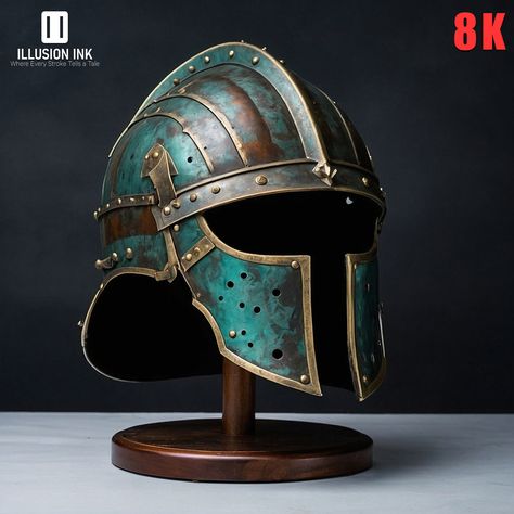 330 Medieval Helmet Reference Photos | 8K,  on ArtStation at https://www.artstation.com/artwork/obablz Fantasy Helmet Design, Helmet Reference, Fantasy Helmet, Steampunk Helmet, Helmet Medieval, Medieval Helmet, Leather Helmet, Larp Ideas, Armor Helmet